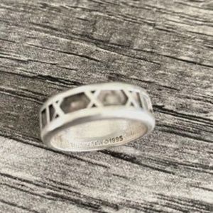 Tiffany & Co. Silver Atlas Roman Numeral Band - Size 7